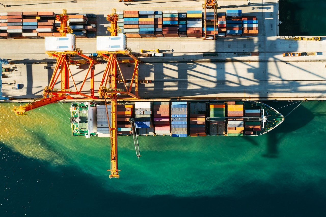 Container port aerial view
